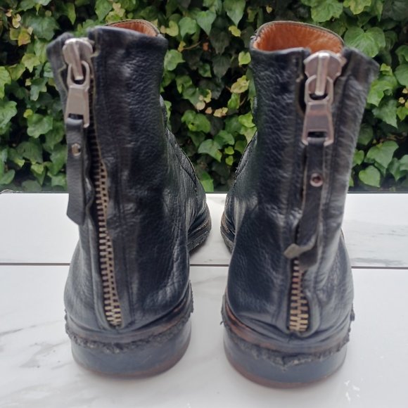 Elia Maurizi Leather Ankle Boots Back Zip Natural Rubber Mid-Sole Size 10.5 M - Picture 6 of 12